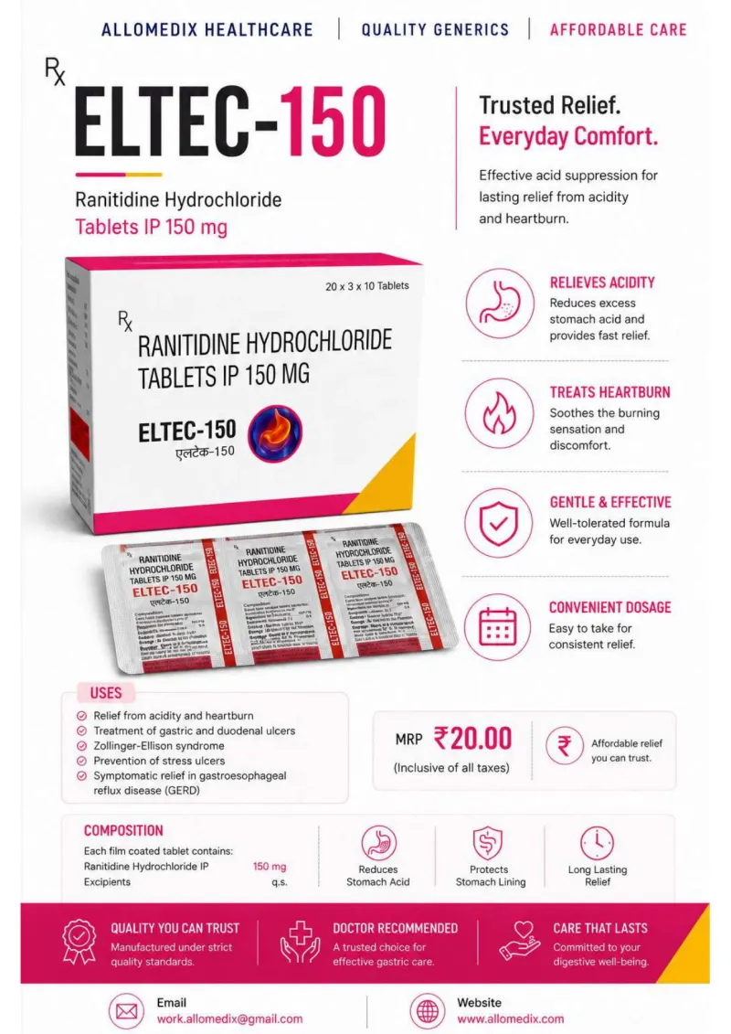 Eltec 150 product information sheet — Ranitidine Hydrochloride IP 150 mg