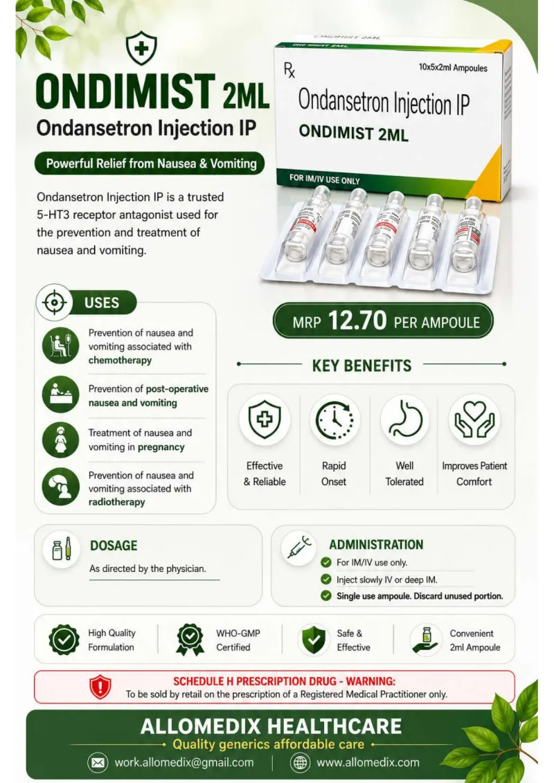 Ondimist 2ml Injection product information sheet — Ondansetron Hydrochloride Dihydrate 2 mg/ml