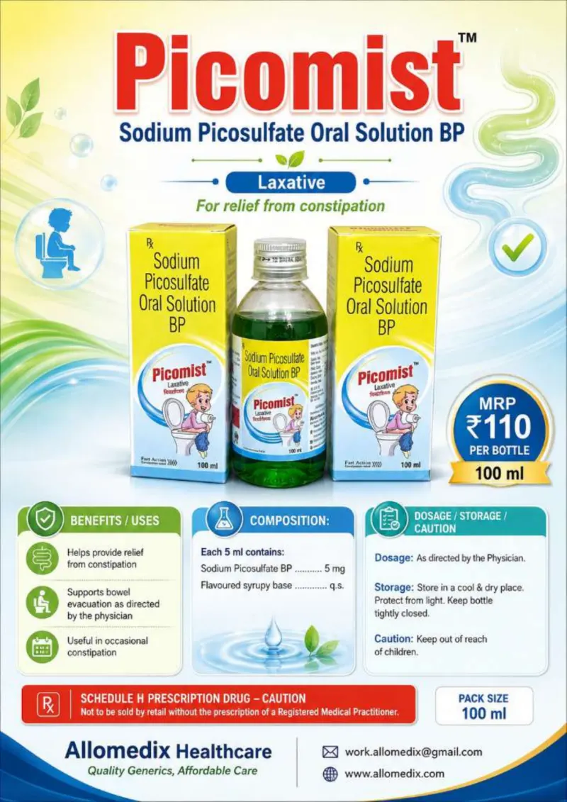 Picomist Syrup product information sheet — Sodium Picosulfate BP 5 mg per 5 ml