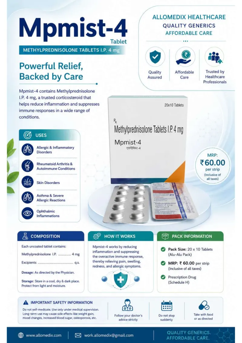 MPMist 4 product information sheet — Methylprednisolone 4 mg