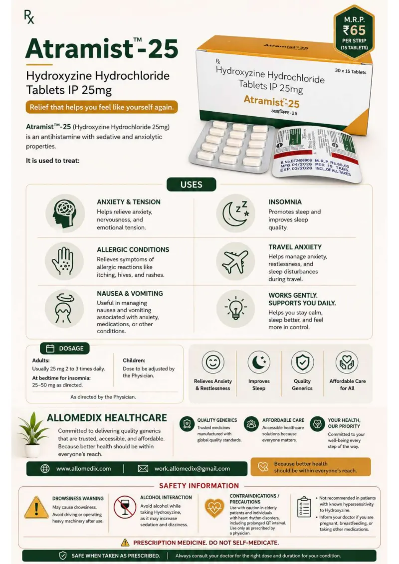 Atramist 25 product information sheet — Hydroxyzine Hydrochloride 25 mg