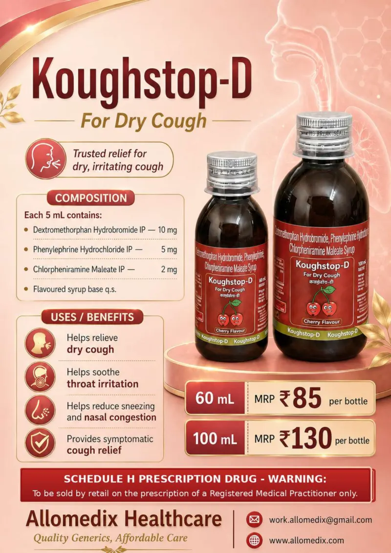 Koughstop D product information sheet — Dextromethorphan Hydrobromide 10 mg + Phenylephrine Hydrochloride 5 mg + Chlorpheniramine Maleate 2 mg per 5 ml