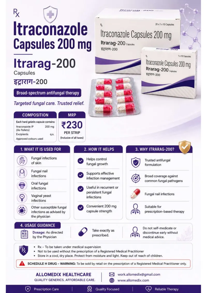Itrarag 200 product information sheet — Itraconazole IP 200 mg (as pellets)