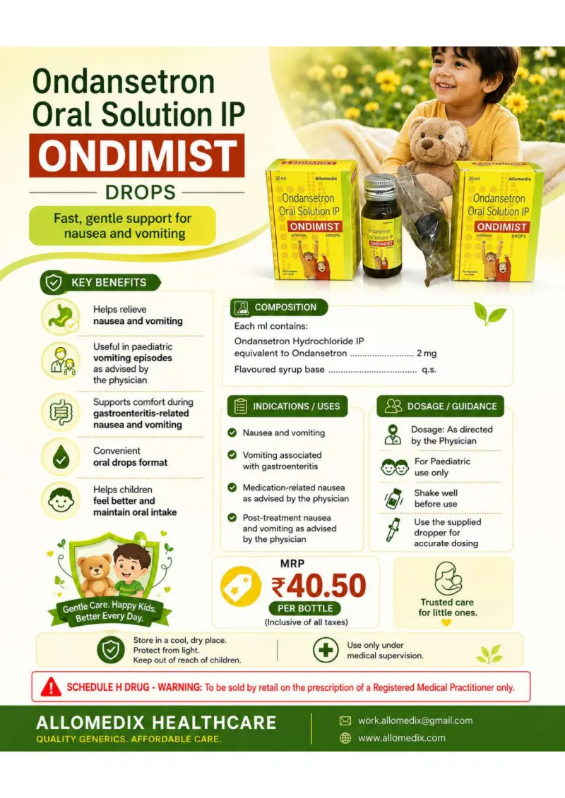 Ondimist Drops product information sheet — Ondansetron Hydrochloride IP equivalent to Ondansetron 2 mg per ml